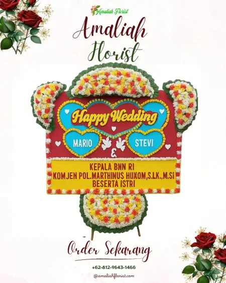 Papan Bunga Pernikahan Pancuran Bambu